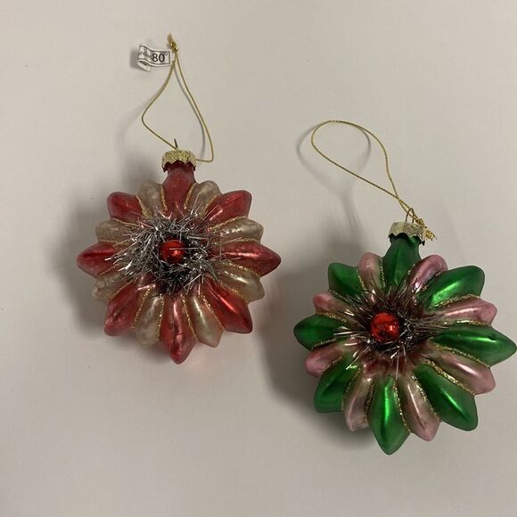 Starburst Glass Bauble Christmas Tree Ornaments Decorations, Set of 2 - Picture 3 of 4